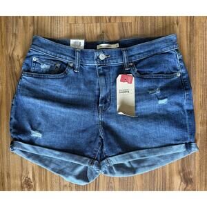 Levis Womens Mid Length Light Blue Denim Shorts Size 12x31W NWT